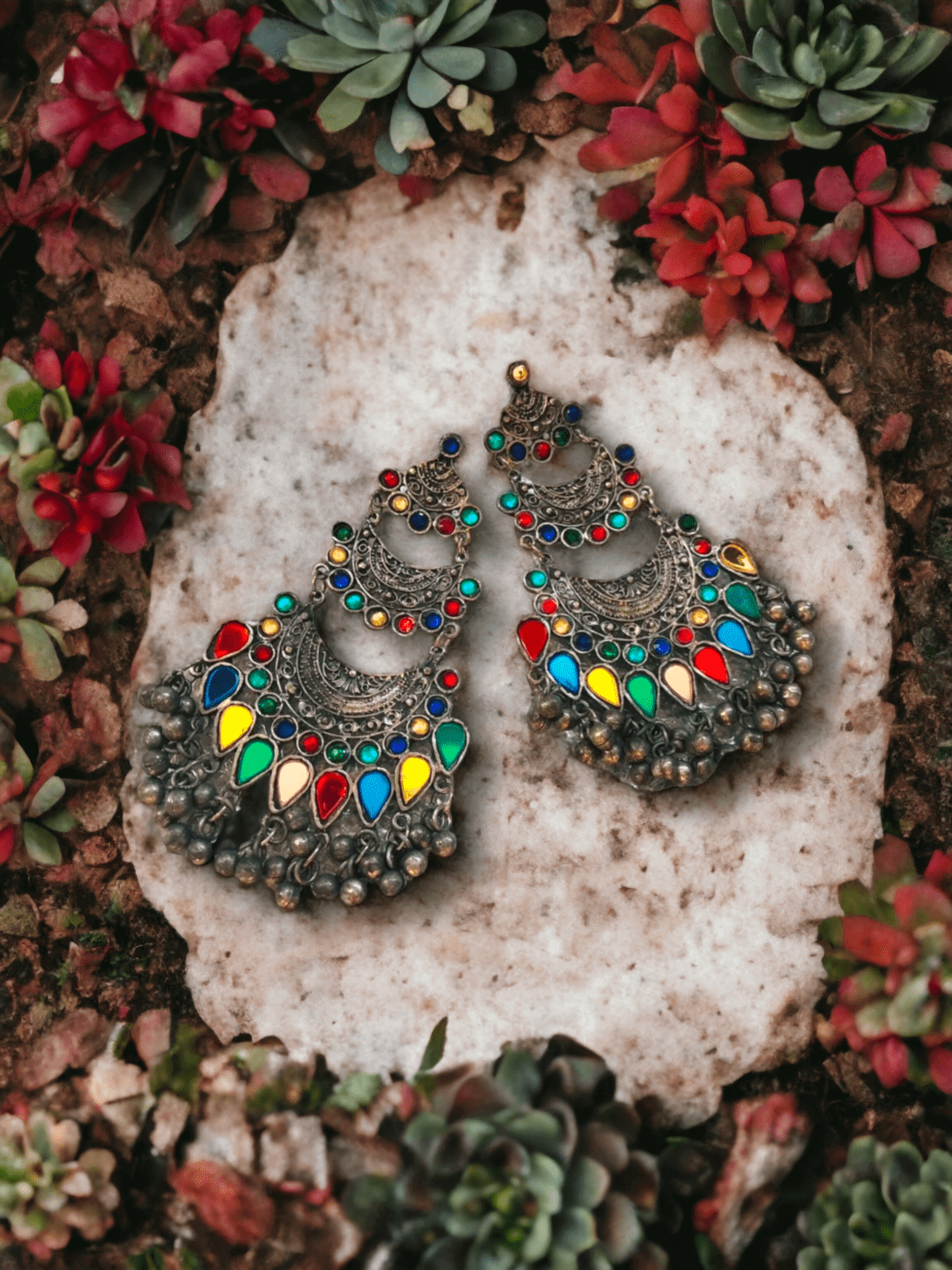 Buy Nityakshi Oxidized silver Big Mirror jhumka Earring for Women Online at  Best Prices in India - JioMart.