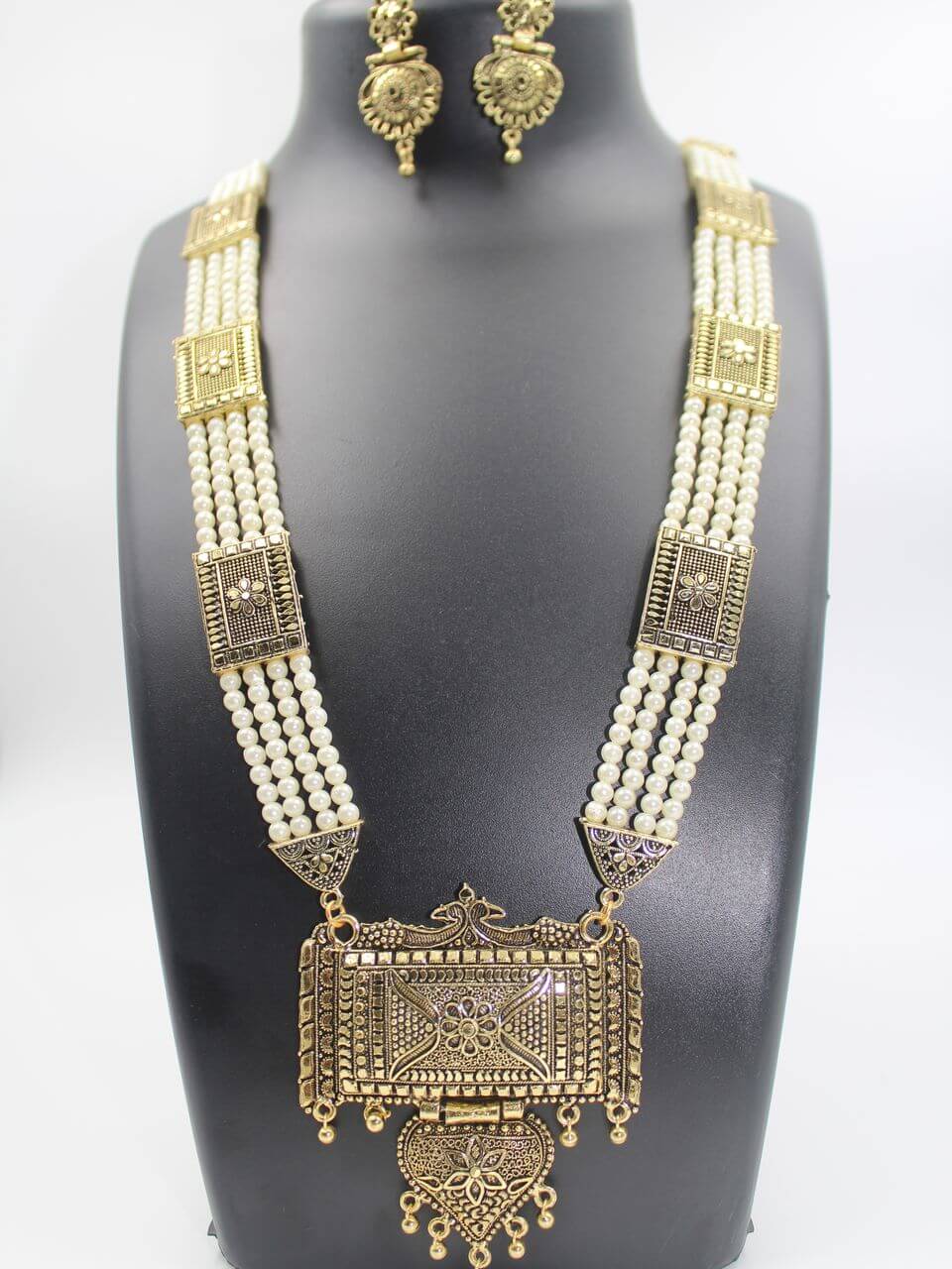 CZ Premium Real Pearls Long Necklace Set MN1187 » Buy online from
