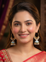 Trendy Gold Plated Meenakari And Pearl Designer Jhumki Firozi Earrings