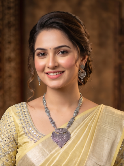 Yaari Collections Special Floral Silver Oxidised Necklace Set