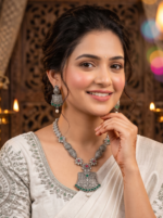 Yaari Collections Special Silver Oxidised Necklace Set With Stone Work