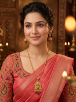 Yaari Collections Temple Design Pure Copper Gold Plated Laxmi Pendant Necklace With Chain