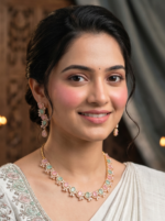 Yaari Collections Gold Plated American Diamond Studded Jewellery Set