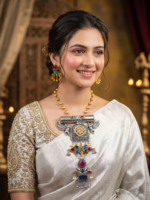 Dual Tone Pure Brass With Monalisa Stones Necklace Set for Girls & women