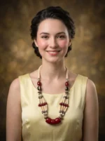 Yaari Collections Handcrafted Red & Ivory Beaded Statement Necklace with Tribal-Inspired Accents - Image 2