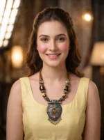 Yaari Collections Handcrafted Tribal Statement Necklace with Carved Beads & Ornate Pendant - Image 4